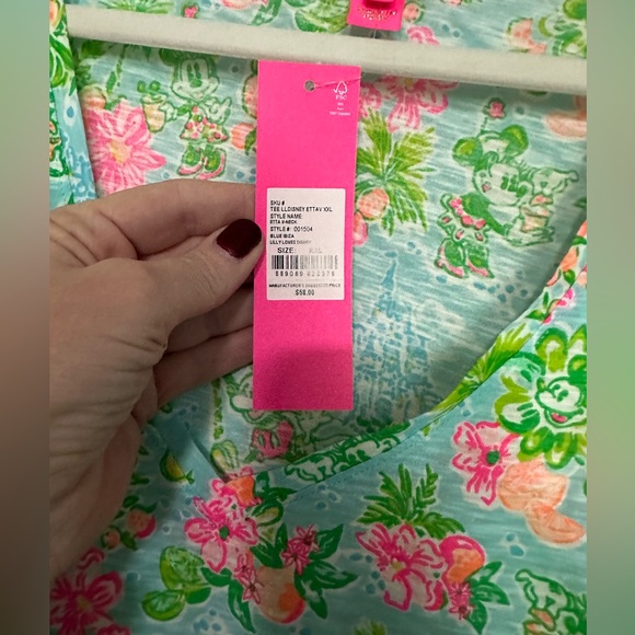 Lilly Pulitzer+ Disney Mickey and Minnie Floral Short Sleeve Top - Picture 3 of 5